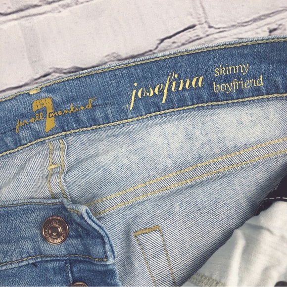 7 For All Mankind Josefina Distressed Skinny Boyfriend Jeans Sz 26 - Picture 13 of 16